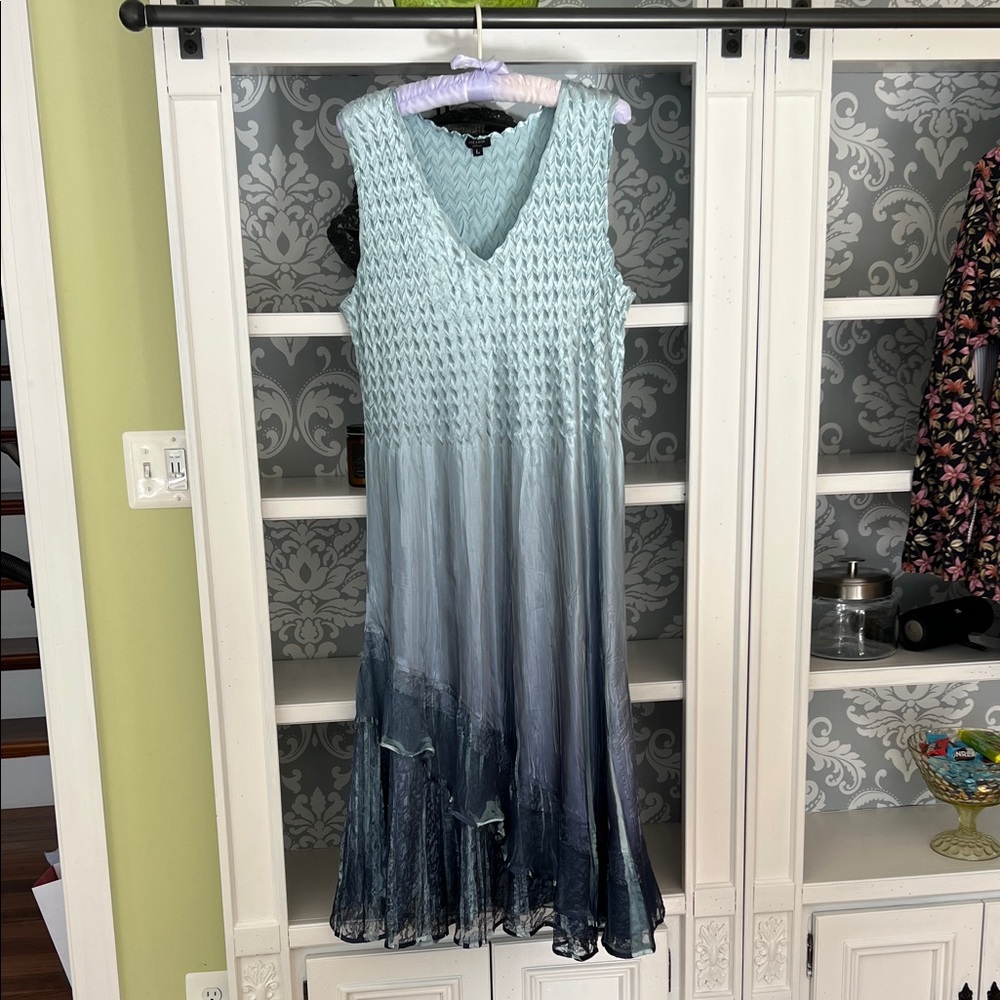 Two piece Elegant Ombre Blue Dress